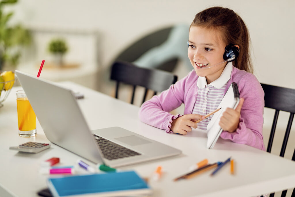 Teacher and child learning together